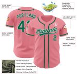 Custom Name & Number Personalized Pink Kelly Green-White Authentic Baseball Jersey - Medium Size Personalized Medium Pink