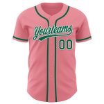 Custom Name & Number Personalized Pink Kelly Green-White Authentic Baseball Jersey - Medium Size Personalized Medium Pink