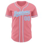 Custom Name and Number Baseball Jersey - Personalized Medium Pink Light Blue-White Authentic Team Apparel Personalized Medium