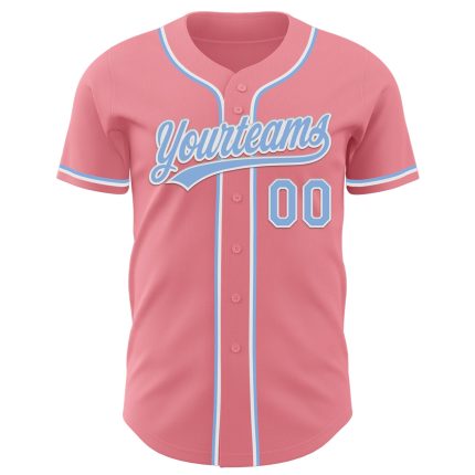 Custom Name and Number Baseball Jersey - Personalized Medium Pink Light Blue-White Authentic Team Apparel Personalized Medium