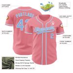 Custom Name and Number Baseball Jersey - Personalized Medium Pink Light Blue-White Authentic Team Apparel Personalized Medium