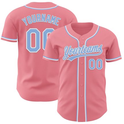 Custom Name and Number Baseball Jersey - Personalized Medium Pink Light Blue-White Authentic Team Apparel Personalized Medium