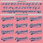 Custom Name and Number Baseball Jersey for Kids - Medium Pink Navy-White Authentic Design Personalized Medium Pink Navy-White