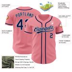 Custom Name and Number Baseball Jersey for Kids - Medium Pink Navy-White Authentic Design Personalized Medium Pink Navy-White