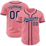 Custom Name and Number Baseball Jersey for Kids - Medium Pink Navy-White Authentic Design Personalized Medium Pink Navy-White