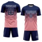Custom Name Number Personalized Soccer Jersey - Medium Pink Navy-White Sublimation Team Uniform Personalized Medium Pink