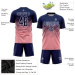 Custom Name Number Personalized Soccer Jersey - Medium Pink Navy-White Sublimation Team Uniform Personalized Medium Pink