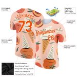 Custom Name and Number 3D Pattern Summer T-Shirt for Holidays - Medium Pink Orange-White Ice Cream and Fruit Design Personalized