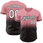 Custom Pink Pinstripe Baseball Jersey with Name & Number - Authentic Fade Design, Medium Size, White & Black Personalized