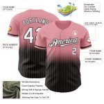 Custom Pink Pinstripe Baseball Jersey with Name & Number - Authentic Fade Design, Medium Size, White & Black Personalized