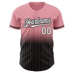Custom Pink Pinstripe Baseball Jersey with Name & Number - Authentic Fade Design, Medium Size, White & Black Personalized