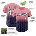 Custom Name and Number Personalized Medium Pink Pinstripe Authentic Baseball Jersey - White Navy Fashion Team Jersey Personalized