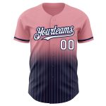 Custom Name and Number Personalized Medium Pink Pinstripe Authentic Baseball Jersey - White Navy Fashion Team Jersey Personalized
