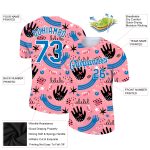 Custom Team Performance T-Shirt with Personalized Name and Number, 3D Pattern Design in Medium Pink and Powder Blue-White.