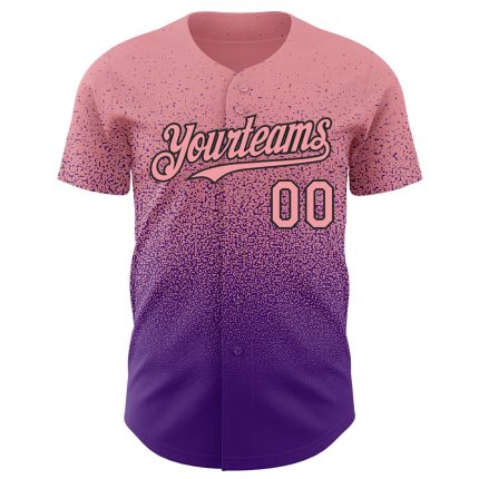 Custom Name and Number Baseball Jersey - Personalized Medium Pink Purple-Black Authentic Fade Fashion Jersey Personalized