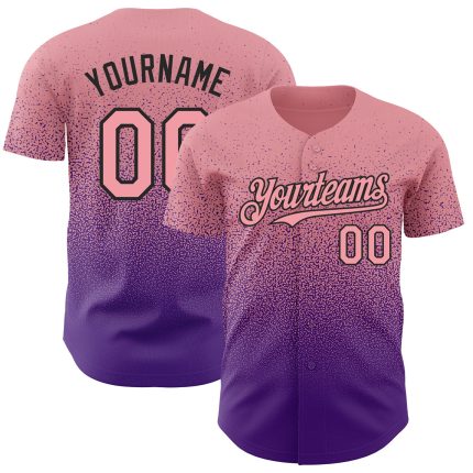 Custom Name and Number Baseball Jersey - Personalized Medium Pink Purple-Black Authentic Fade Fashion Jersey Personalized
