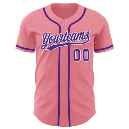 Custom Name and Number Baseball Jersey - Medium Pink Purple-White Authentic Design Personalized Medium Pink Purple-White