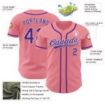 Custom Name and Number Baseball Jersey - Medium Pink Purple-White Authentic Design Personalized Medium Pink Purple-White