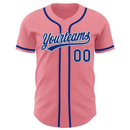 Custom Name and Number Authentic Baseball Jersey - Medium Pink Royal-White Personalized Team Apparel Personalized Medium