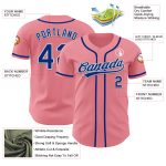 Custom Name and Number Authentic Baseball Jersey - Medium Pink Royal-White Personalized Team Apparel Personalized Medium
