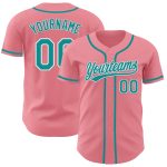 Custom Name Number Authentic Baseball Jersey - Personalized Medium Pink Teal White Personalized Medium Pink Teal-White Authentic