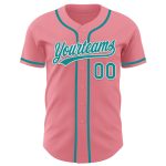 Custom Name Number Authentic Baseball Jersey - Personalized Medium Pink Teal White Personalized Medium Pink Teal-White Authentic