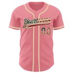 Custom Vintage USA Flag Baseball Jersey - Medium Pink, Authentic Cream, Personalized Name & Number Personalized Medium Pink