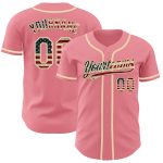 Custom Vintage USA Flag Baseball Jersey - Medium Pink, Authentic Cream, Personalized Name & Number Personalized Medium Pink