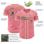 Custom Vintage USA Flag Baseball Jersey - Medium Pink, Authentic Cream, Personalized Name & Number Personalized Medium Pink