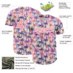 Custom Name and Number Tropical Hawaii Palm Trees Baseball Jersey - Personalized Medium Pink White 3D Pattern Design Personalized