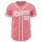 Custom Personalized Baseball Jersey - Medium Pink and White with Name & Number Personalized Medium Pink White Authentic Baseball