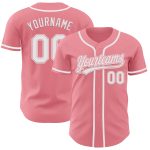 Custom Personalized Baseball Jersey - Medium Pink and White with Name & Number Personalized Medium Pink White Authentic Baseball