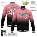 Custom Name Number Personalized Pink White Black Varsity Bomber Jacket Fashion Full-Snap Medium Size Team Letterman Personalized