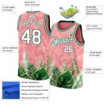 Custom Name Number Tropical Hawaii Leaves 3D Pattern Basketball Jersey Medium Pink White Kelly Green Personalized Medium