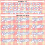 Custom Name and Number Classic Western Plaid Bomber Varsity Jacket - Personalized Medium Pink White Light Blue 3D Design