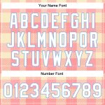 Custom Name and Number Classic Western Plaid Bomber Varsity Jacket - Personalized Medium Pink White Light Blue 3D Design