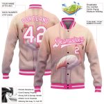 Personalized Pink Flamingo 3D Pattern Varsity Jacket with Custom Name & Number - Medium Full-Snap Bomber Design Personalized