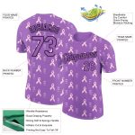Custom Pink Ribbon Breast Cancer T-Shirt with Team Name and Number - Personalized Medium Purple Black Performance Tee Personalized
