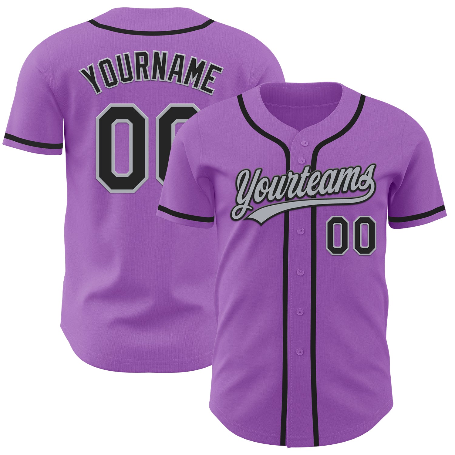 Custom Name and Number Personalized Medium Purple Black-Gray Authentic Baseball Jersey Personalized Medium Purple Black-Gray