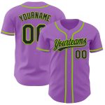 Custom Name Number Personalized Baseball Jersey Medium Purple Black Neon Green Personalized Medium Purple Black-Neon Green