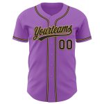 Custom Name Number Baseball Jersey - Medium Purple Black Old Gold Authentic Team Jersey Personalized Medium Purple Black-Old