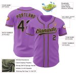 Custom Name Number Baseball Jersey - Medium Purple Black Old Gold Authentic Team Jersey Personalized Medium Purple Black-Old