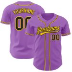 Custom Name and Number Personalized Baseball Jersey in Purple Black-Yellow - Authentic Medium Size Team Gear Personalized