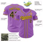 Custom Name and Number Personalized Baseball Jersey in Purple Black-Yellow - Authentic Medium Size Team Gear Personalized