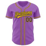 Custom Name and Number Personalized Baseball Jersey in Purple Black-Yellow - Authentic Medium Size Team Gear Personalized