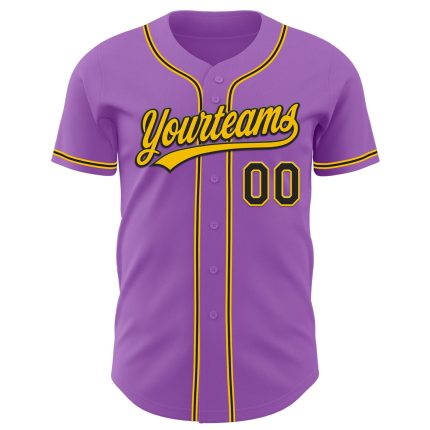 Custom Name and Number Personalized Baseball Jersey in Purple Black-Yellow - Authentic Medium Size Team Gear Personalized