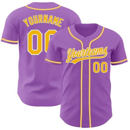 Custom Name and Number Medium Purple Gold-White Authentic Baseball Jersey - Personalized Team Jersey Personalized Medium