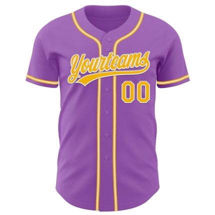 Custom Name and Number Medium Purple Gold-White Authentic Baseball Jersey - Personalized Team Jersey Personalized Medium
