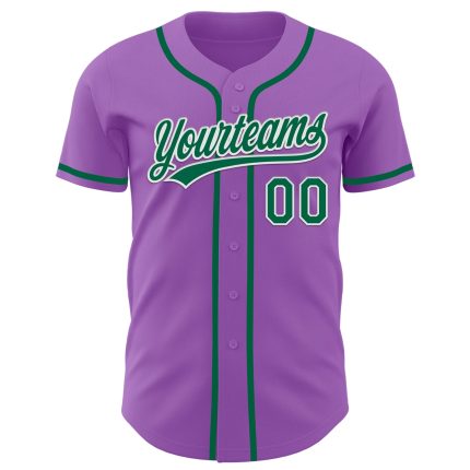 Custom Medium Purple Baseball Jersey with Kelly Green and White - Personalized Team Name & Number Personalized Medium Purple