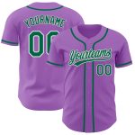 Custom Medium Purple Baseball Jersey with Kelly Green and White - Personalized Team Name & Number Personalized Medium Purple